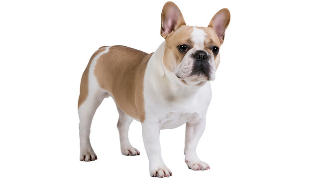 French Bulldog fawn and white standing