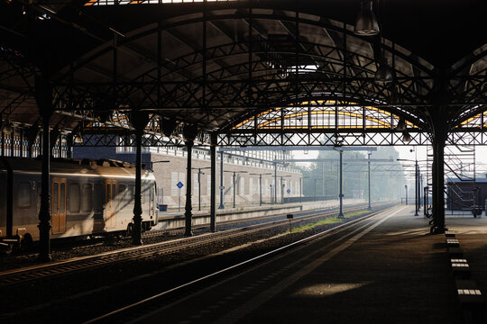 A train station in The Netherlands in the morning light.