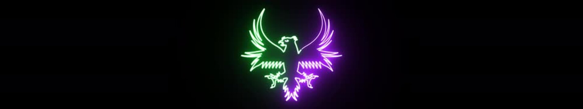 Ultrawide Neon Heraldic Eagle Crest on Black Background | Cinematic Royal Emblem Motion Background