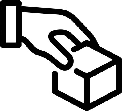 Hand Icon Holding a Cube, Representing Delivery or Product Creation