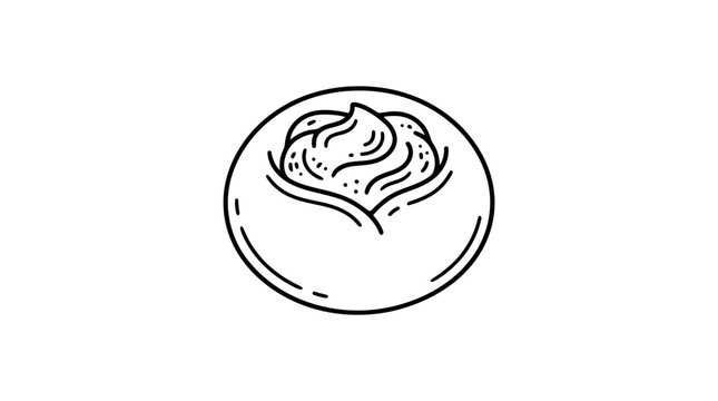 Hand-drawn blueberry muffin with frosting illustration, simple line art, food icon