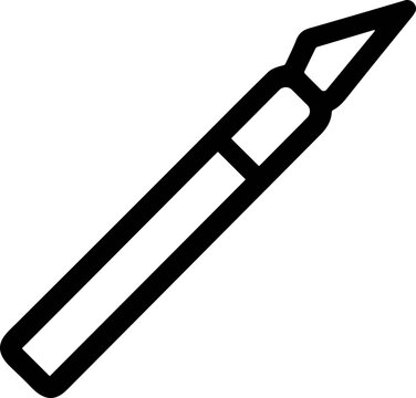 Sharp craft knife with pointed blade, precise cutting tool icon
