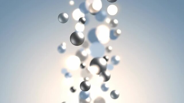 Abstract Background Featuring Floating Metallic Spheres and Glowing Orbs in a Minimalist Three Dimensional Composition