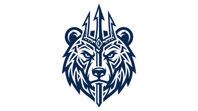 Bear head with trident crown emblem.
