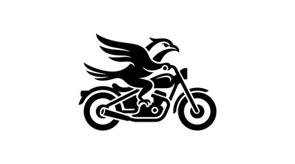 Obraz premium Black eagle riding motorcycle mascot logo design