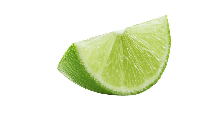 Fresh lime slice with vibrant green peel and juicy pulp