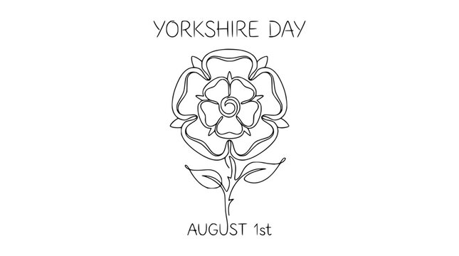 Yorkshire Day August 1st Rose Emblem Outline - England Celebration