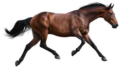 Brown horse with black mane and tail galloping © Elena