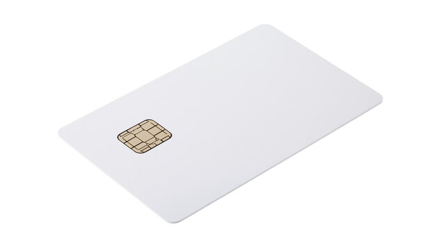 Blank white credit card with gold chip detail