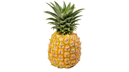 Fototapeta premium Whole ripe pineapple with green spiky leaves