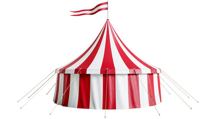 Red and white striped circus tent with flag © Elena