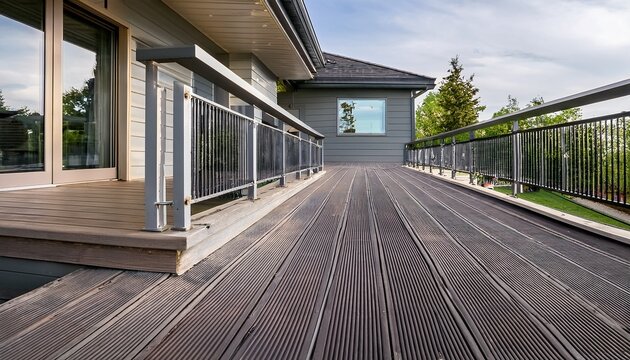 a contemporary home with aluminum handrails on the porch designed for durability and elegance
