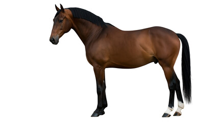 Brown horse with black mane and tail standing © Carmen
