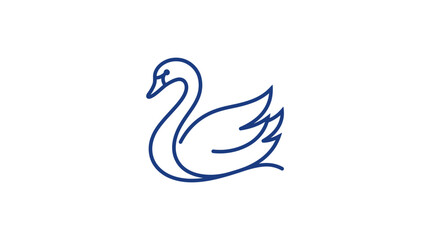 Fototapeta premium Minimalist blue swan line art logo.