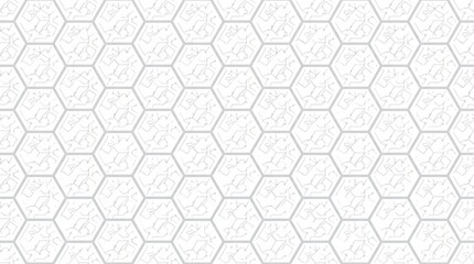 Fototapeta premium Geometric honeycomb hexagon pattern—uniform tessellation with thin outlines—arranged in a clean grid, symbolizing structure, balance, and natural design with clarity and mathematical precision.