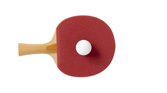 Red ping pong paddle with white ball