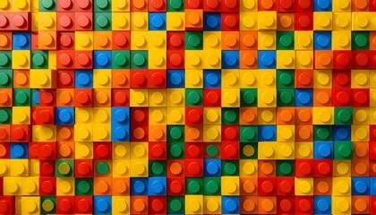 Obraz premium Close-up of Vibrant LEGO Brick Pattern with Overlapping Blocks in Bright Colors