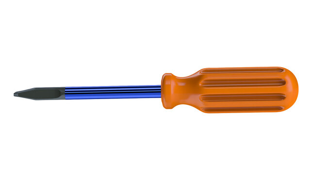 Orange handled flathead screwdriver with blue shaft