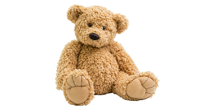Fluffy brown teddy bear toy sitting