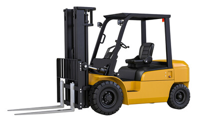 Yellow and black forklift truck with metal forks and black seat © Nuria