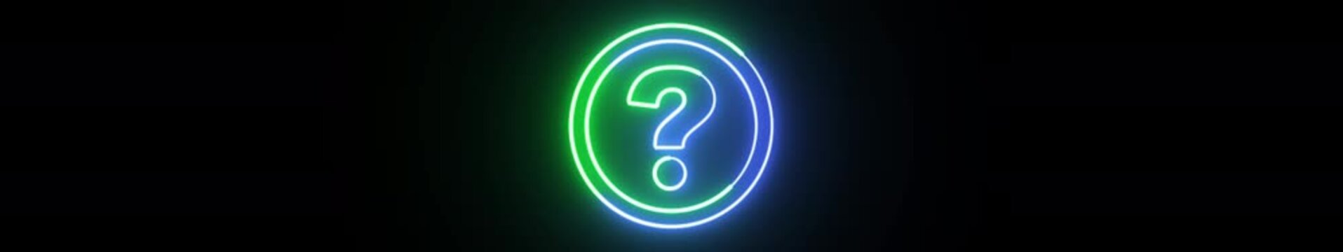 Ultrawide Neon Question Mark Icon Animation | Futuristic Glowing FAQ Help Symbol Background