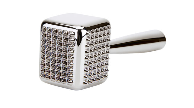 Chrome meat tenderizer with textured head and handle