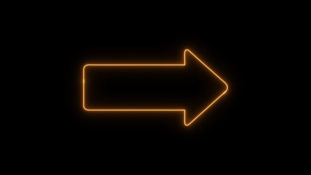 Arrow-shaped neon sign. Neon arrow symbol icon. Directional sign arrow points to the right, abstract directional neon arrow icon animation, neon arrow loading animation. Neon right direction arrow