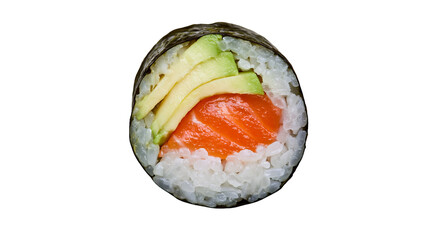 Salmon and avocado sushi roll with nori and rice © Antonio