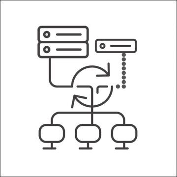 Minimalist light style Database network backup storage and cloud recovery animated vector icon. Secure data protection, archive sync, and server redundancy looping footage.