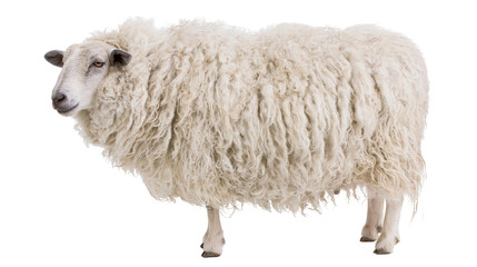Fluffy white sheep with thick wool standing © Nuria