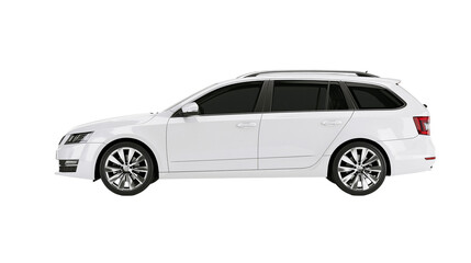 Obraz premium White station wagon car with tinted windows and roof rails