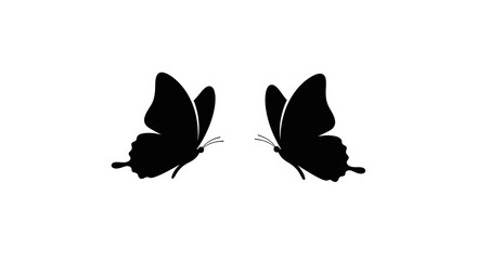 Two butterflies in black silhouette against a white background silhouette © MDJAMAL