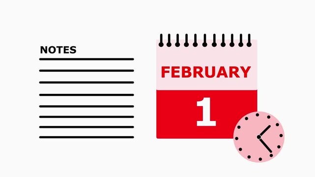 February 1st calendar page with notes section on white background to do list daily planner.