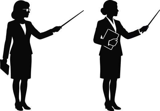 Celebrating world teachers' day with silhouette illustrations of female educators