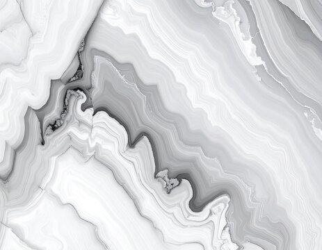 Swirling abstract of layered, translucent white and grey mineral formations