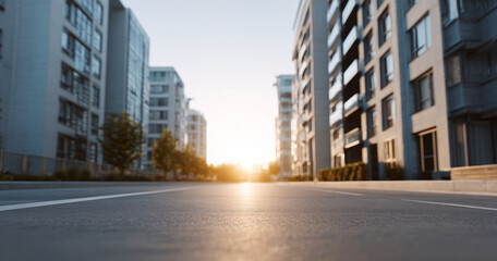 Obraz premium Empty urban street with modern buildings