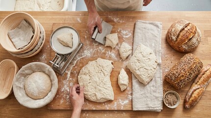 Fototapeta premium Morning bread loading scene in French bakery with warm oven glow