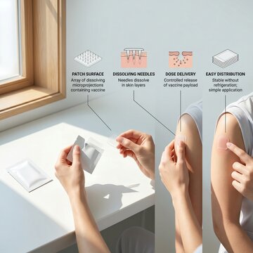 Microneedle Vaccine Patch Public Health Explainer Sequence With Labels