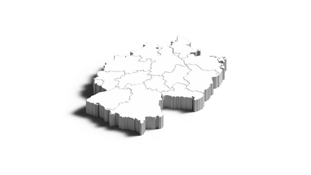 3D Germany Map with Drop Shadow, Isolated German Federal States Isometric Concept Vector