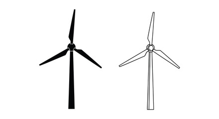 Wind turbine silhouettes with contrasting colors on a white background silhouette © IMkM00i76
