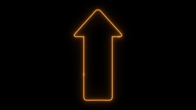 Arrow-shaped neon sign. Neon arrow symbol icon. Directional sign arrow points to up , abstract directional neon arrow icon animation, neon arrow loading animation. Neon up direction arrow