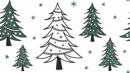 Obraz premium Christmas Tree Pattern With Dots Teal And Black Vector Illustration