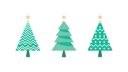 Obraz premium Three stylized christmas trees vector illustration on black background