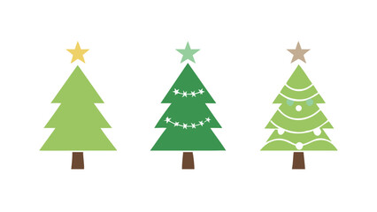 Fototapeta premium Christmas Tree Icons Varied Styles And Decorations