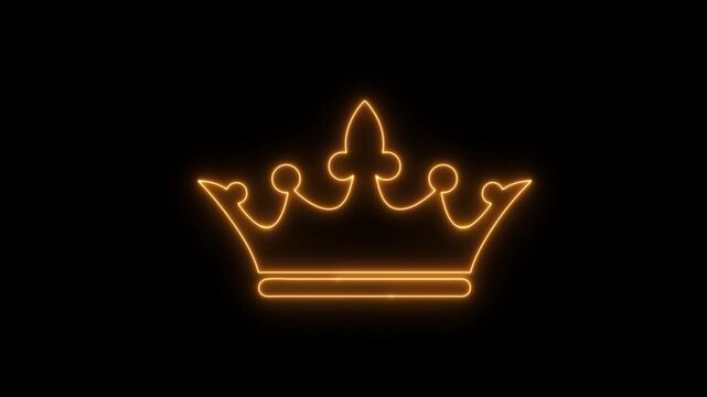 Crown icon neon 4K video animation	