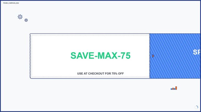 Interactive discount coupon animation on screen