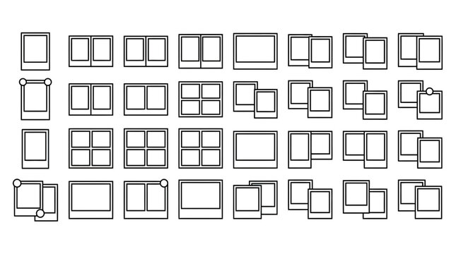 Collection of Window Frames and Photo Frames - Design Elements