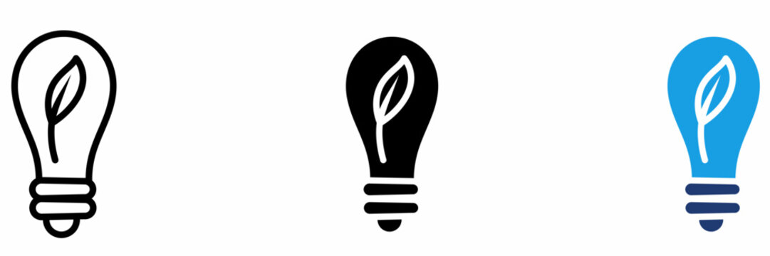 Green Energy Bulb icon collections. Containing Eco Light, Sustainability, Leaf, Innovation and more icons.