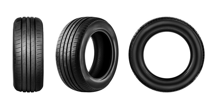 Car tire Highway Terrain side view isolated on set photo background.