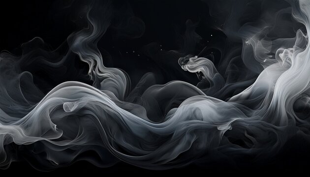 Flowing Dark Smoke And Mist On Black Background Transparent Overlay For Graphic Design